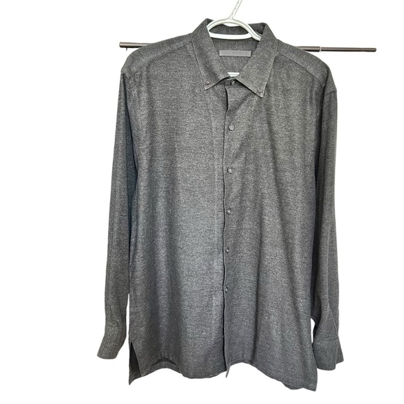 William Reid Shirt Men's Medium Button Down Long Sleeves Cotton Rayon Gray Italy - Picture 1 of 6